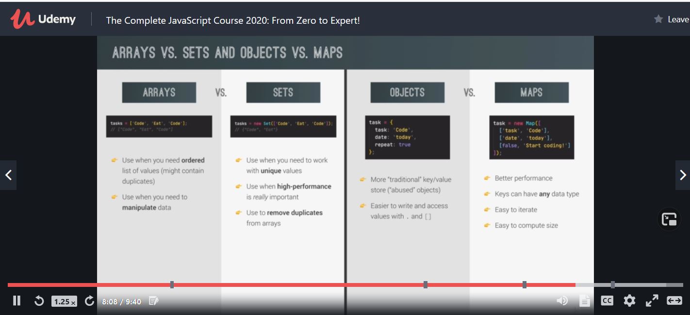 screenshot udemy data structure comparison